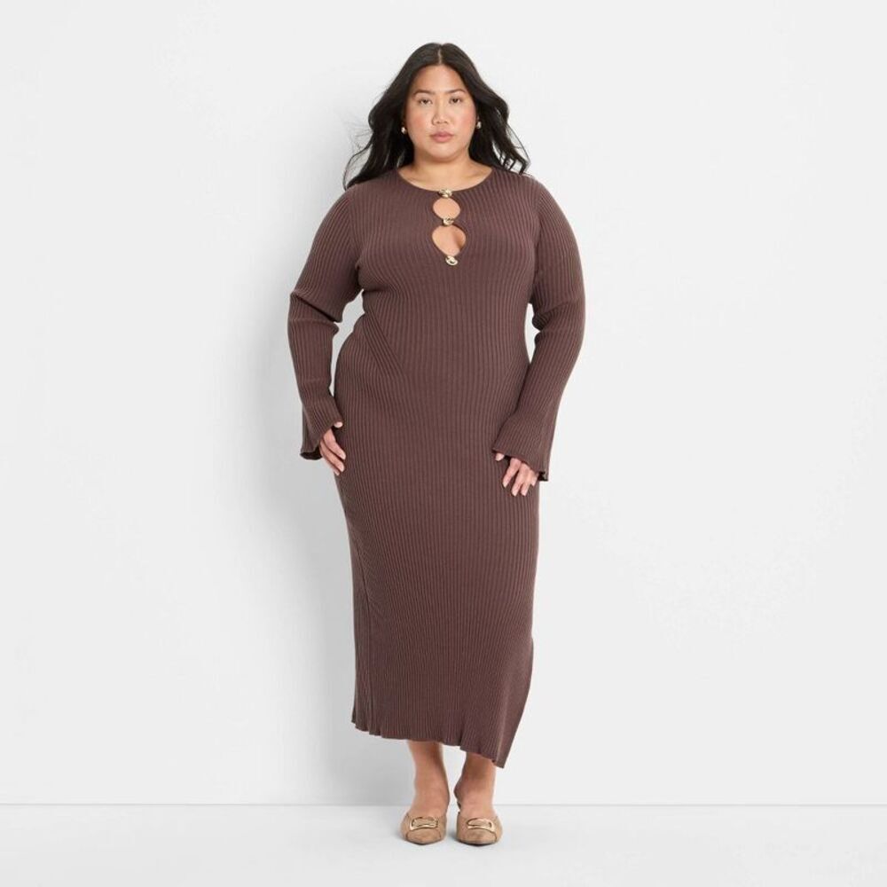 Women's Ribbed Maxi Dress - Future Collective Light Brown XXL
